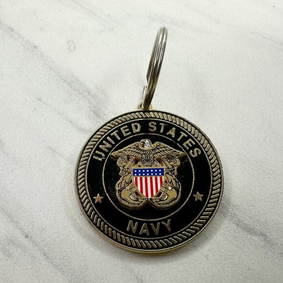United Sates Navy USN Eagle Flag Keychain Keyring - Picture 1 of 11